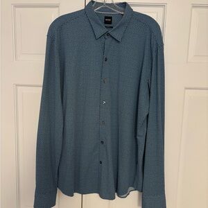 Boss Teal Patterned Button Down Shirt - excellent condition